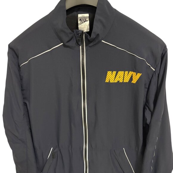 US Navy Full Zip Jacket Windbreaker Blue Yellow Long Sleeve Size Large Unisex - Picture 1 of 6
